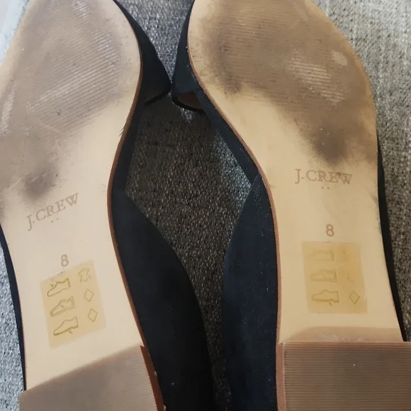 J. Crew D'orsay Suede Black Pointed Toe Flats Size 8 - Picture 6 of 6